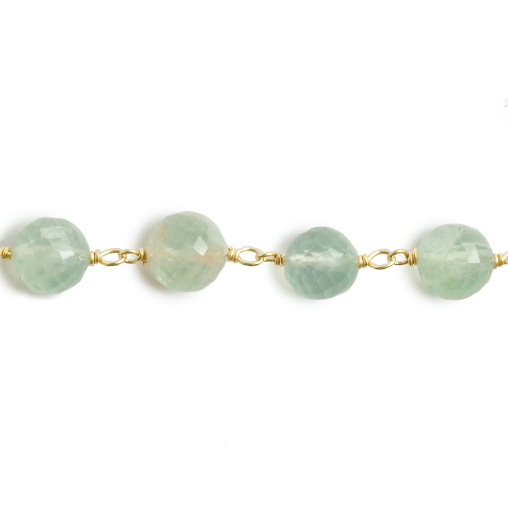 6.5mm Prehnite faceted round Vermeil Chain by the foot 24 pieces (ONLINE ORDER ONLY)