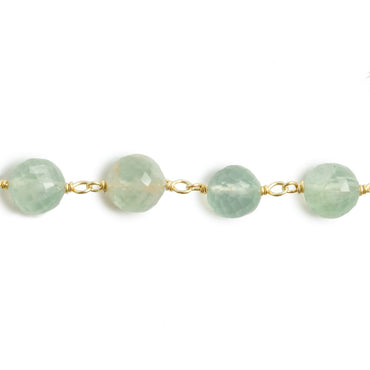 6.5mm Prehnite faceted round Vermeil Chain by the foot 24 pieces (ONLINE ORDER ONLY)