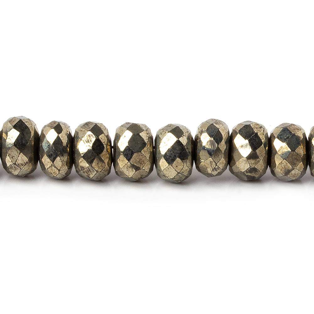 6.5mm Pyrite Faceted Rondelle Beads 13 inch 78 pieces (ONLINE ORDER ONLY)