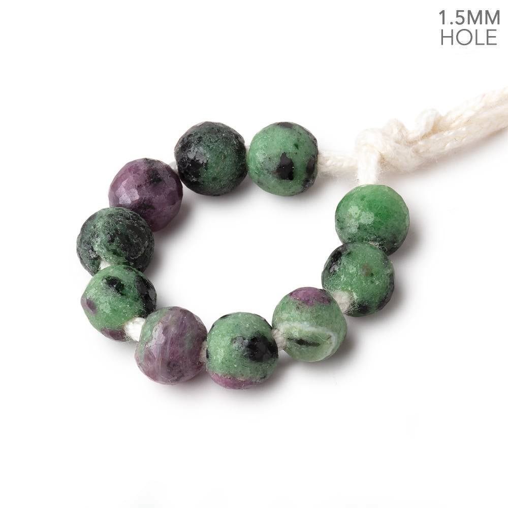 6.5mm Ruby in Zoisite 1.5mm Large Hole Faceted Rounds Set of 10 (ONLINE ORDER ONLY)