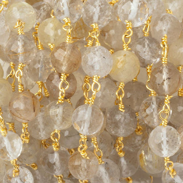 6.5mm Rutilated Quartz Faceted Rounds on Gold Plated Chain (ONLINE ORDER ONLY)