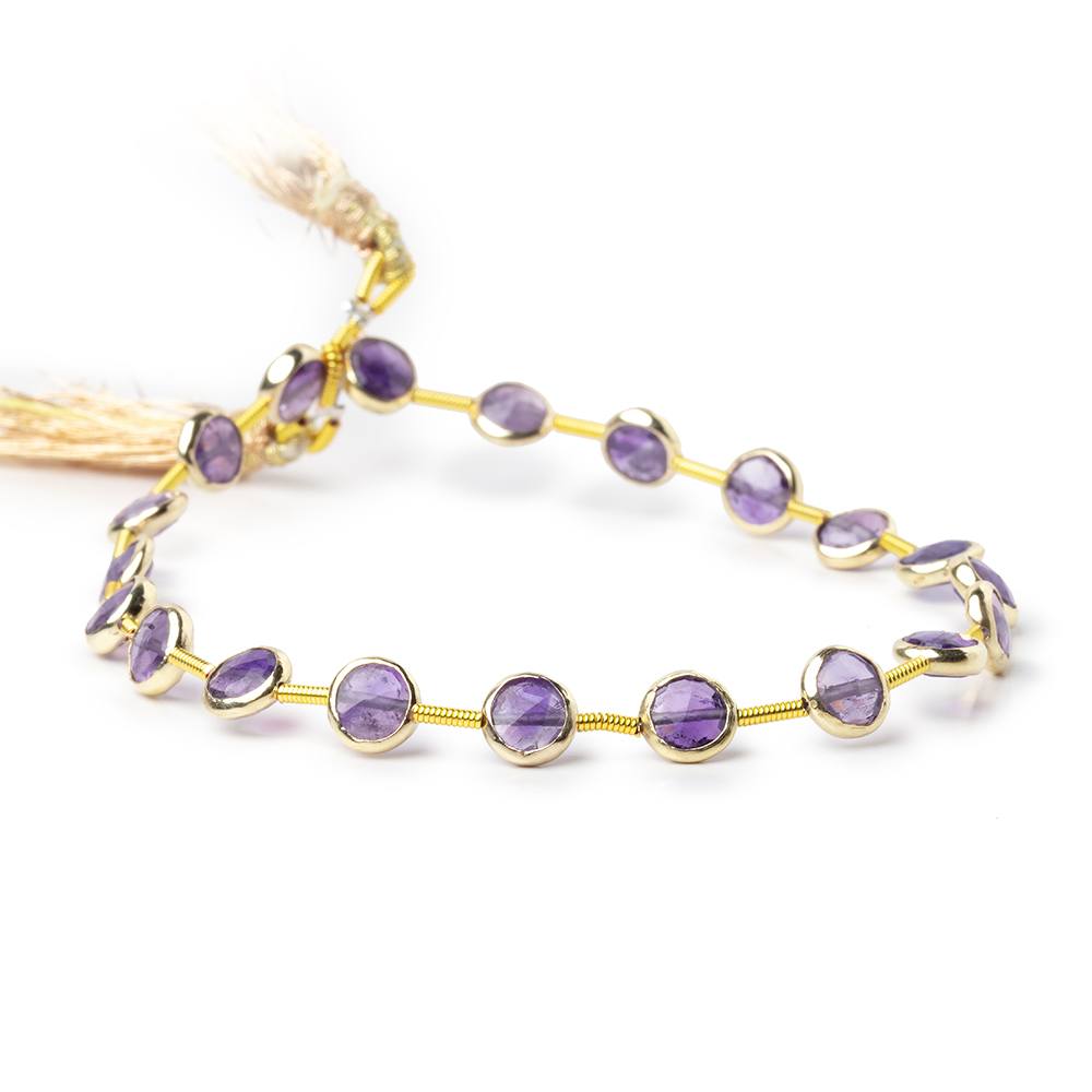 6.5mm Vermeil Bezel Amethyst Faceted Coin Strand 19 Beads (ONLINE ORDER ONLY)