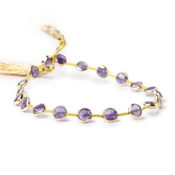6.5mm Vermeil Bezel Amethyst Faceted Coin Strand 19 Beads (ONLINE ORDER ONLY)