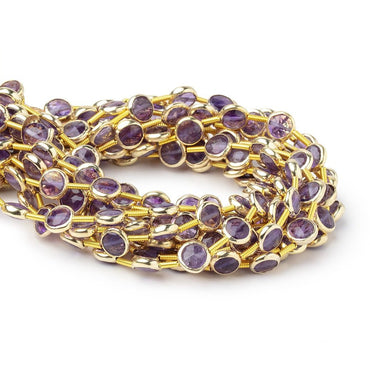 6.5mm Vermeil Bezel Amethyst Faceted Coin Strand 19 Beads (ONLINE ORDER ONLY)