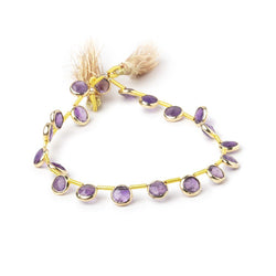 6.5mm Vermeil Bezel Amethyst Top Drill Faceted Coin Strand 20 Beads (ONLINE ORDER ONLY)