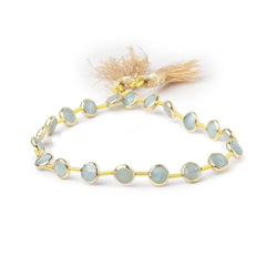 6.5mm Vermeil Bezel Aquamarine Faceted Coin Strand 20 Beads (ONLINE ORDER ONLY)