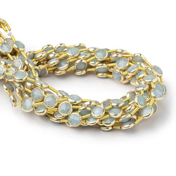 6.5mm Vermeil Bezel Aquamarine Faceted Coin Strand 20 Beads (ONLINE ORDER ONLY)