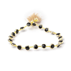 6.5mm Vermeil Bezel Black Onyx Faceted Coin Strand 20 Beads (ONLINE ORDER ONLY)