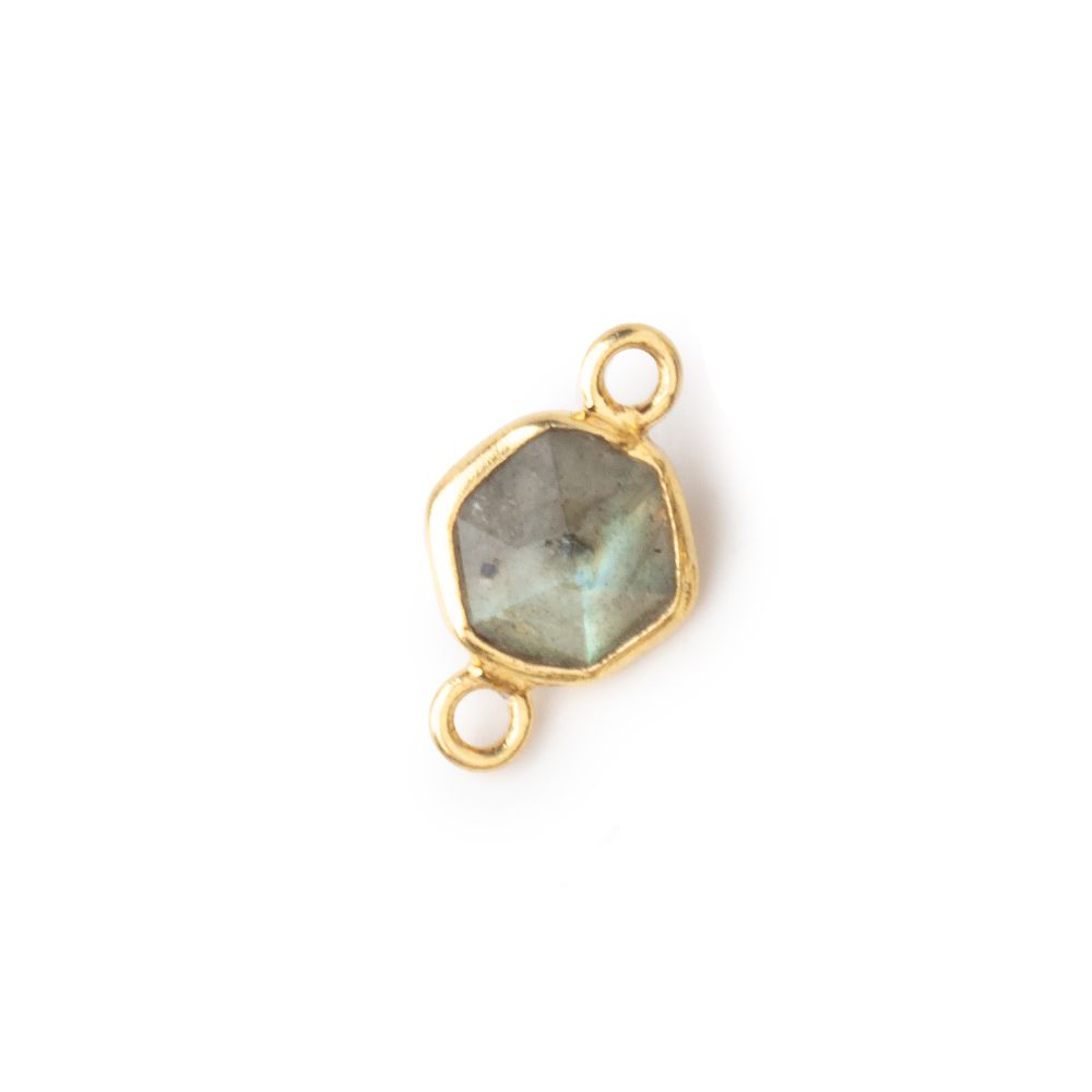 6.5mm Vermeil Bezel Labradorite Hexagon double pavilion facet Connector 1 piece (ONLINE ORDER ONLY)