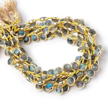 6.5mm Vermeil Bezel Labradorite Top Drill Faceted Coin Strand 20 Beads (ONLINE ORDER ONLY)