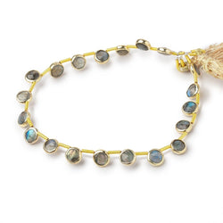 6.5mm Vermeil Bezel Labradorite Top Drill Faceted Coin Strand 20 Beads (ONLINE ORDER ONLY)