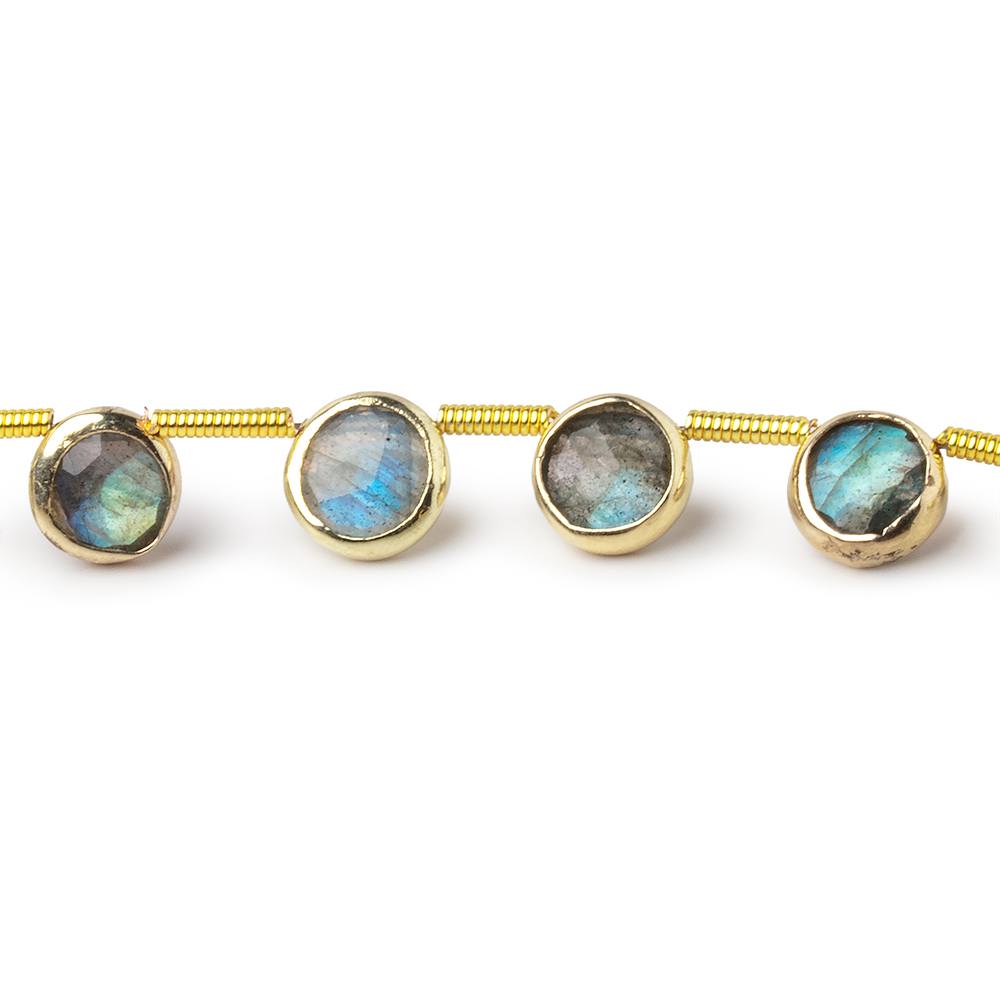 6.5mm Vermeil Bezel Labradorite Top Drill Faceted Coin Strand 20 Beads (ONLINE ORDER ONLY)