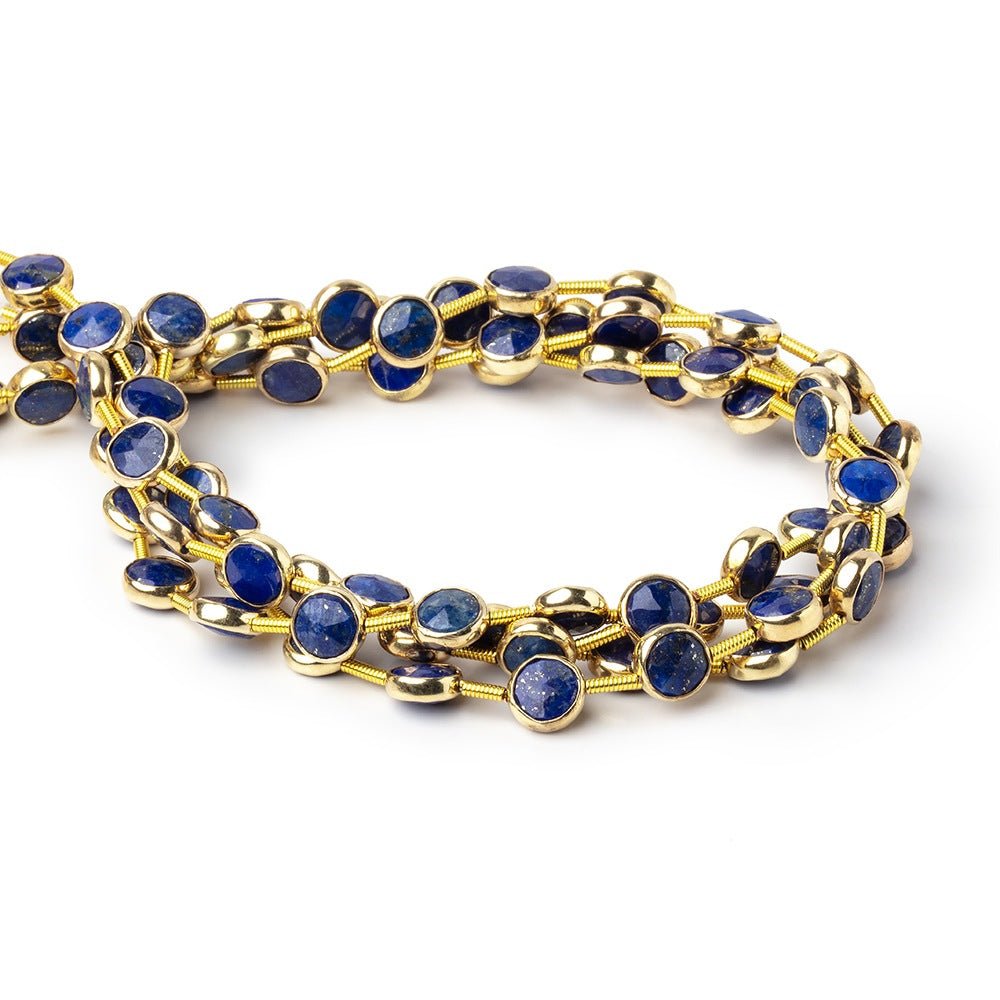 6.5mm Vermeil Bezel Lapis Lazuli Faceted Coin Strand 19 Beads (ONLINE ORDER ONLY)