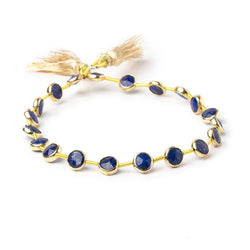 6.5mm Vermeil Bezel Lapis Lazuli Faceted Coin Strand 19 Beads (ONLINE ORDER ONLY)
