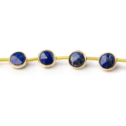 6.5mm Vermeil Bezel Lapis Lazuli Faceted Coin Strand 19 Beads (ONLINE ORDER ONLY)
