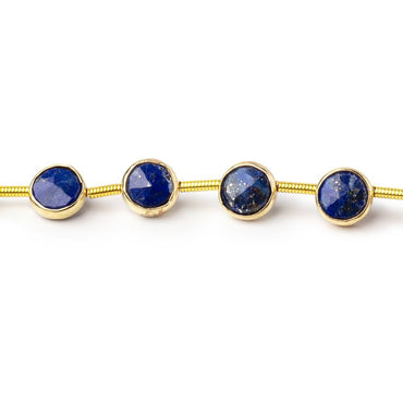6.5mm Vermeil Bezel Lapis Lazuli Faceted Coin Strand 19 Beads (ONLINE ORDER ONLY)