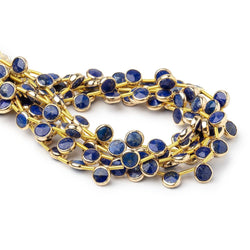 6.5mm Vermeil Bezel Lapis Lazuli Top Drill Faceted Coin Strand 19 Beads (ONLINE ORDER ONLY)