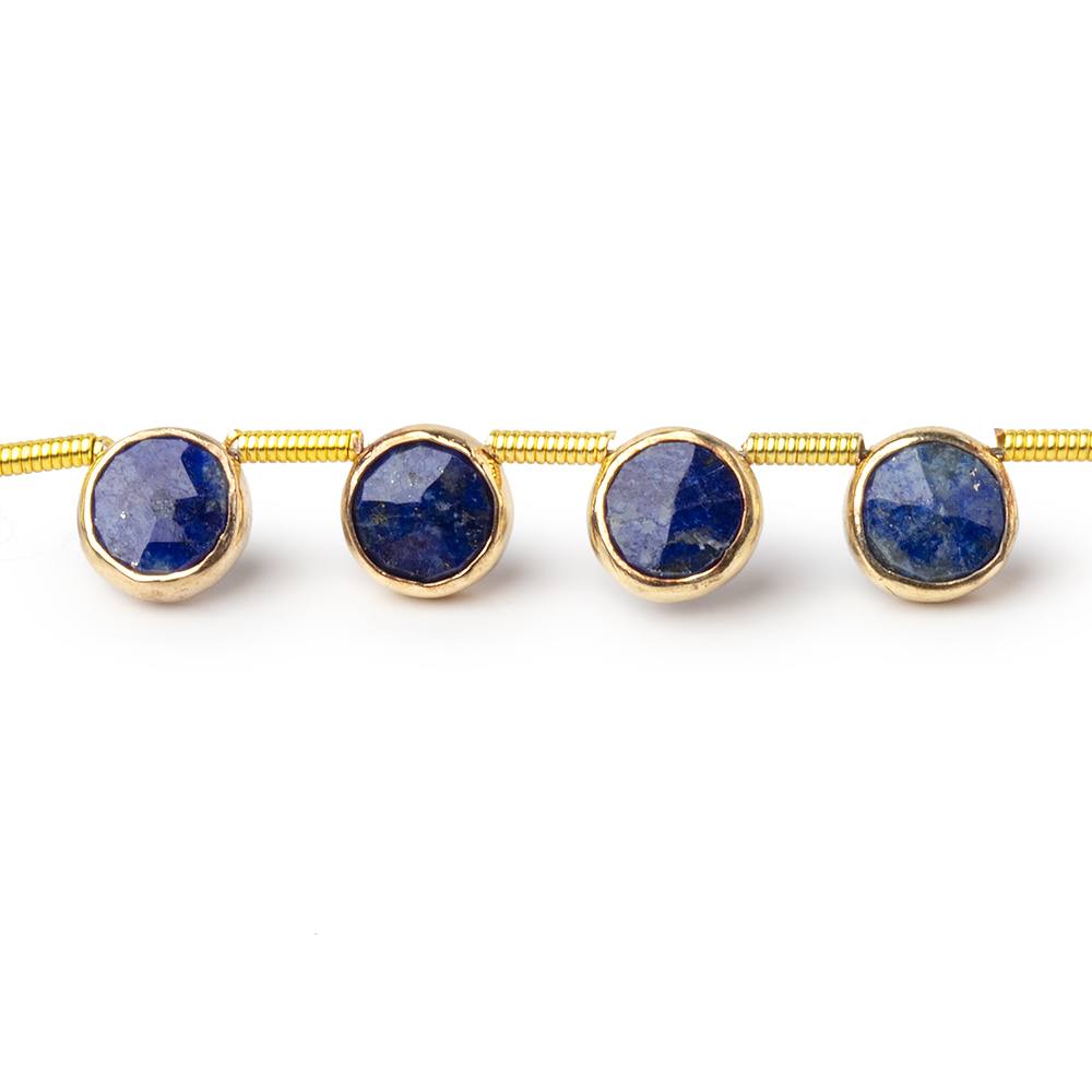 6.5mm Vermeil Bezel Lapis Lazuli Top Drill Faceted Coin Strand 19 Beads (ONLINE ORDER ONLY)
