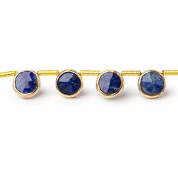 6.5mm Vermeil Bezel Lapis Lazuli Top Drill Faceted Coin Strand 19 Beads (ONLINE ORDER ONLY)