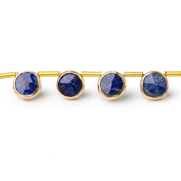 6.5mm Vermeil Bezel Lapis Lazuli Top Drill Faceted Coin Strand 19 Beads (ONLINE ORDER ONLY)