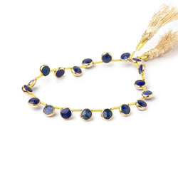 6.5mm Vermeil Bezel Lapis Lazuli Top Drill Faceted Coin Strand 19 Beads (ONLINE ORDER ONLY)
