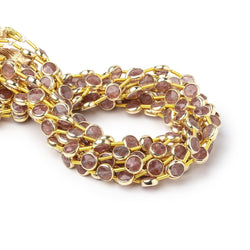 6.5mm Vermeil Bezel Strawberry Quartz Faceted Coin Strand 19 Beads (ONLINE ORDER ONLY)