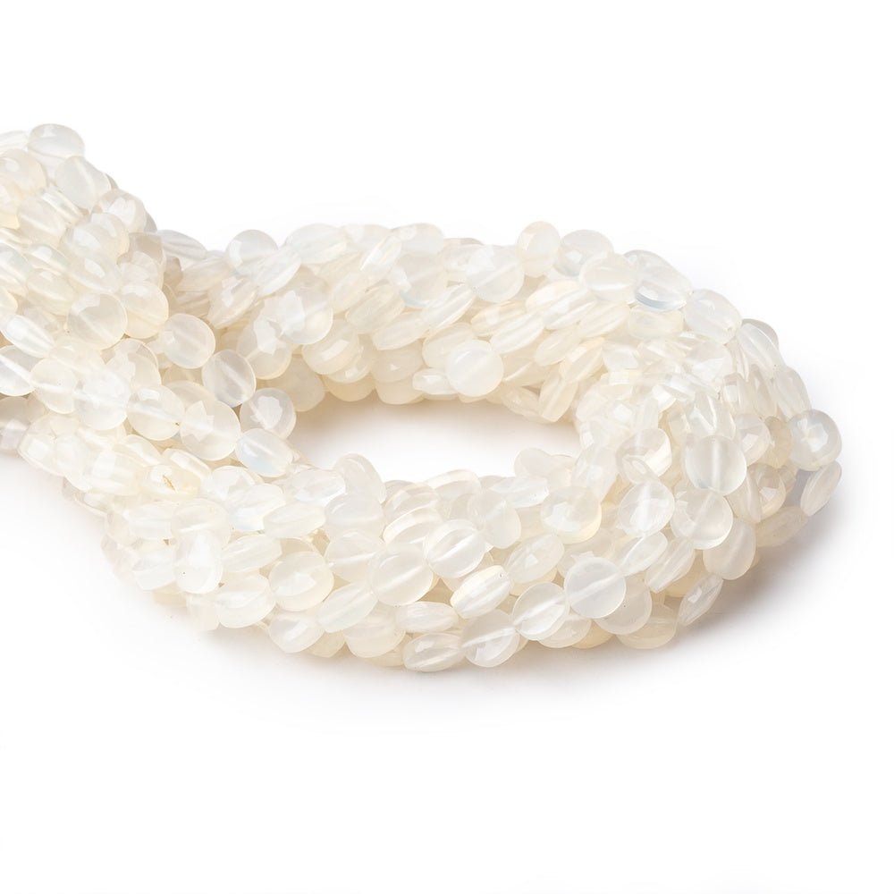 6.5mm White Chalcedony Faceted Coin Beads 13 inch 50 pieces (ONLINE ORDER ONLY)
