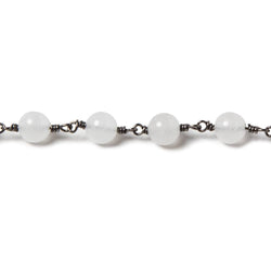 6.5mm White Jade plain round Black Gold plated Chain by the foot 24 pieces (ONLINE ORDER ONLY)