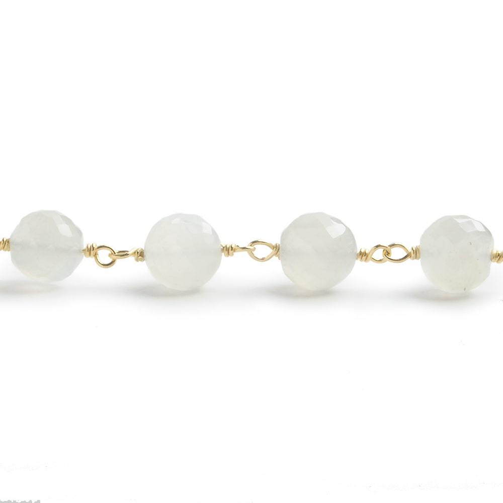 6.5mm White Moonstone faceted round Vermeil Chain by the foot 24 pieces (ONLINE ORDER ONLY)