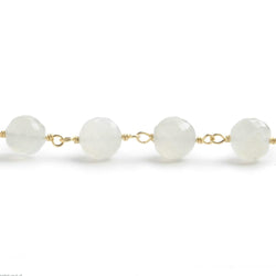 6.5mm White Moonstone faceted round Vermeil Chain by the foot 24 pieces (ONLINE ORDER ONLY)