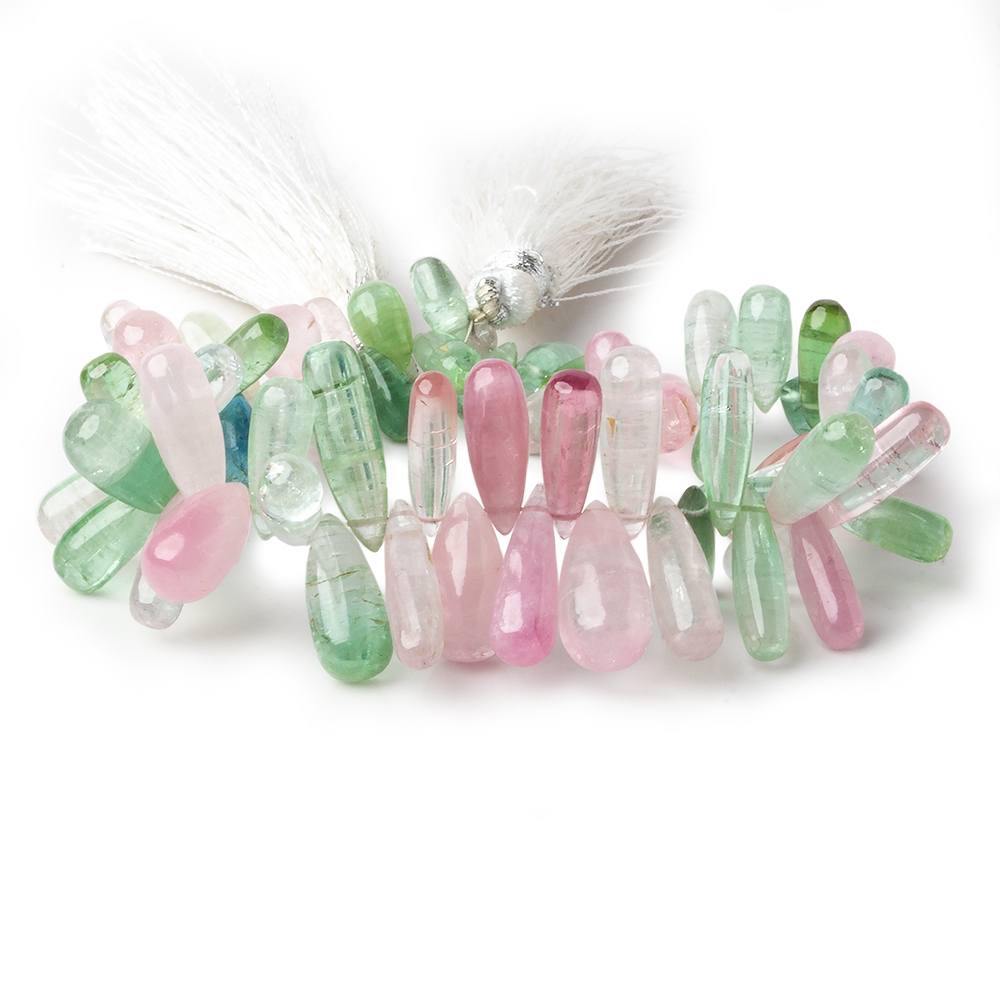 6.5x4.5-15x7mm Multi-Color Afghani Tourmaline plain tear drops 7 inch 65 beads AAA (ONLINE ORDER ONLY)