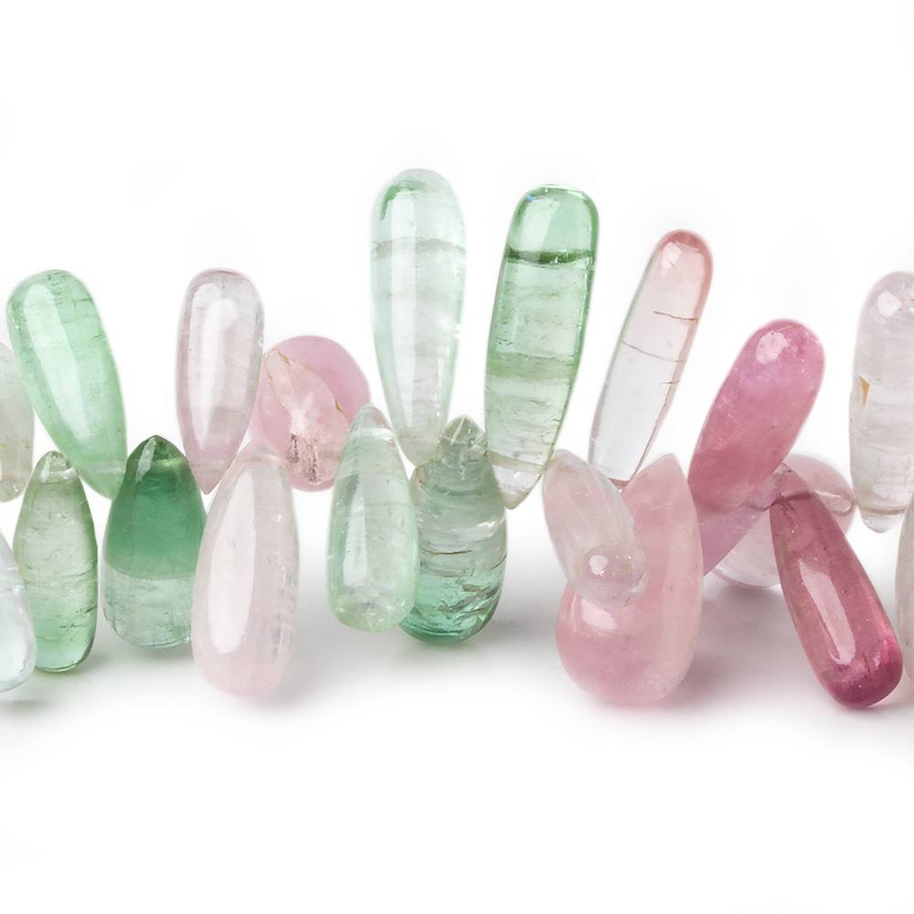 6.5x4.5-15x7mm Multi-Color Afghani Tourmaline plain tear drops 7 inch 65 beads AAA (ONLINE ORDER ONLY)