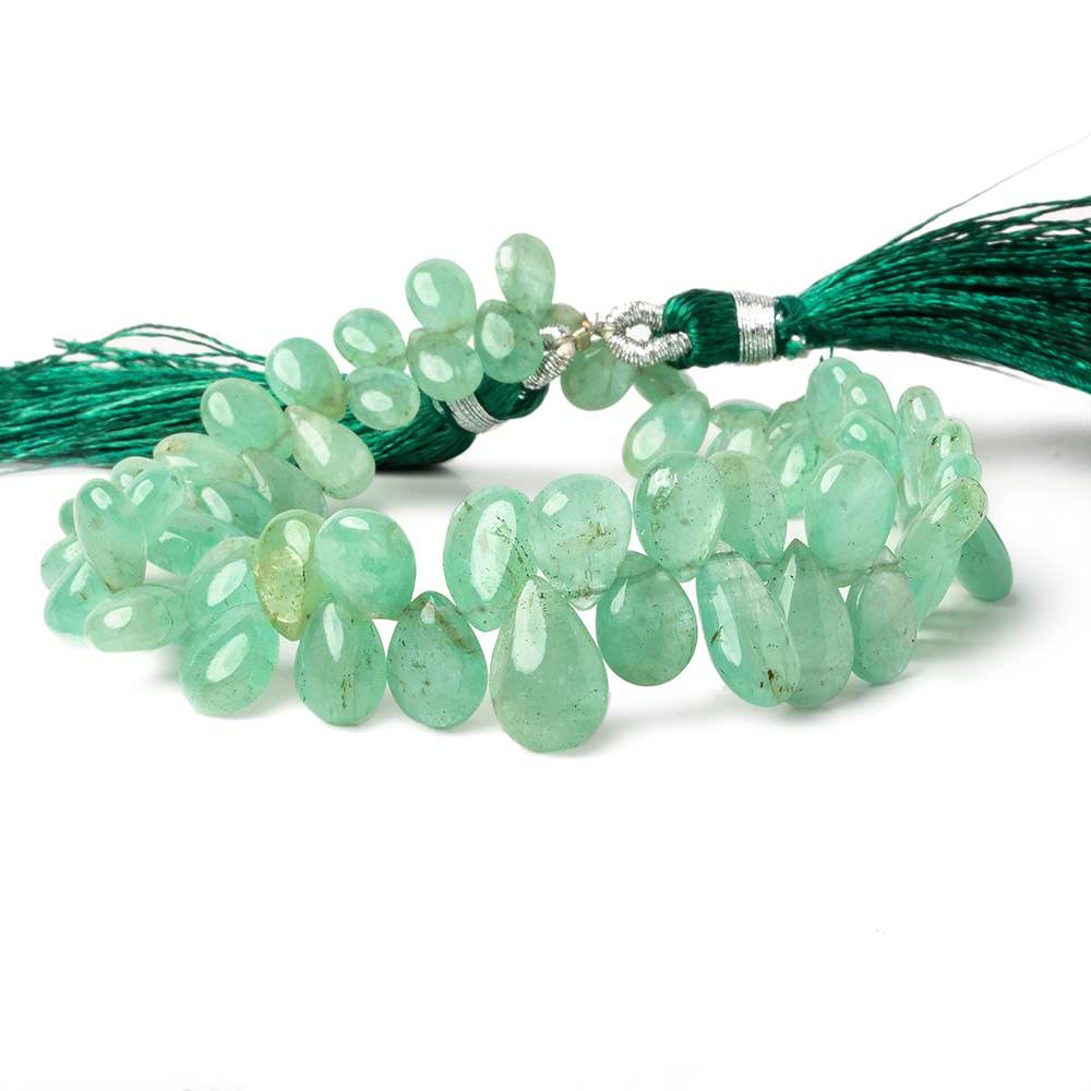 6.5x5-11.5x7.5mm Colombian Emerald plain pears 8 inch 59 beads (ONLINE ORDER ONLY)