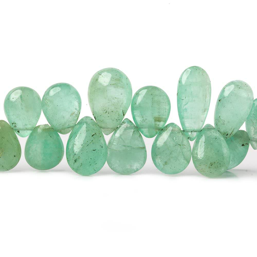 6.5x5-11.5x7.5mm Colombian Emerald plain pears 8 inch 59 beads (ONLINE ORDER ONLY)