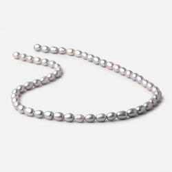 8x6mm Silver Straight Drilled Oval Freshwater Pearls 15 inch 52 Beads (ONLINE ORDER ONLY)