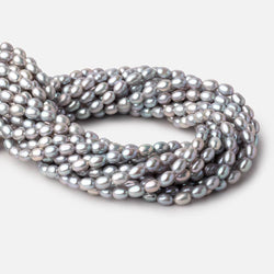 8x6mm Silver Straight Drilled Oval Freshwater Pearls 15 inch 52 Beads (ONLINE ORDER ONLY)