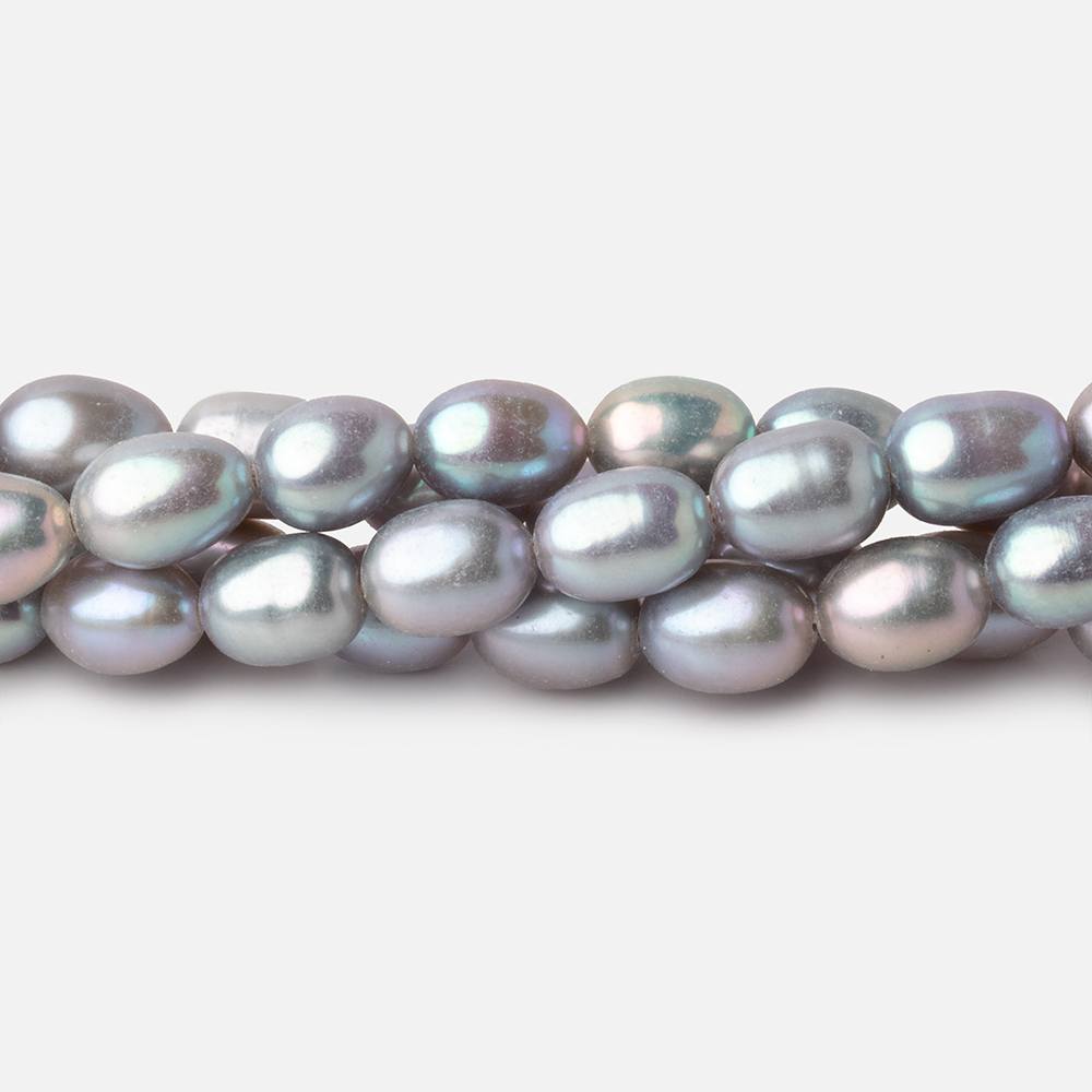 8x6mm Silver Straight Drilled Oval Freshwater Pearls 15 inch 52 Beads (ONLINE ORDER ONLY)