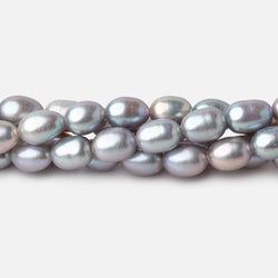 8x6mm Silver Straight Drilled Oval Freshwater Pearls 15 inch 52 Beads (ONLINE ORDER ONLY)