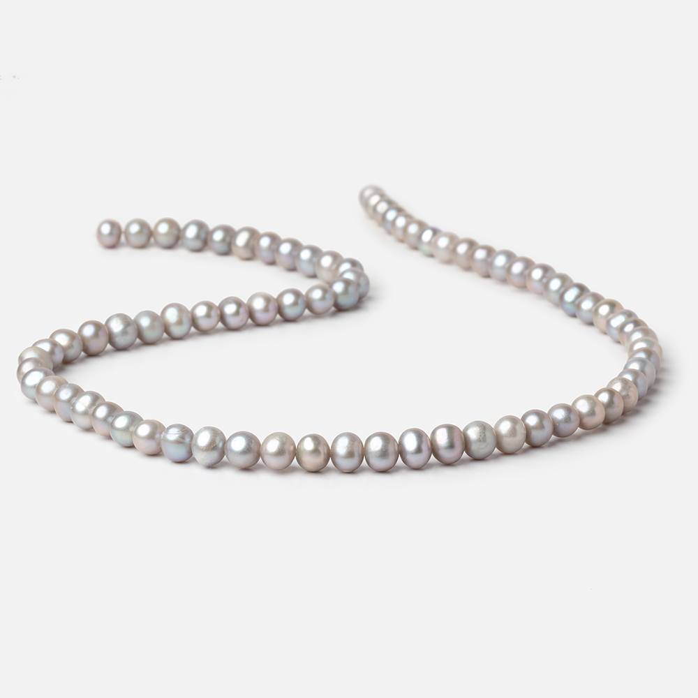 6.5x5.5mm Silver Off Round Freshwater Pearl Beads 16 inch 72 pieces (ONLINE ORDER ONLY)