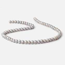 6.5x5.5mm Silver Off Round Freshwater Pearl Beads 16 inch 72 pieces (ONLINE ORDER ONLY)