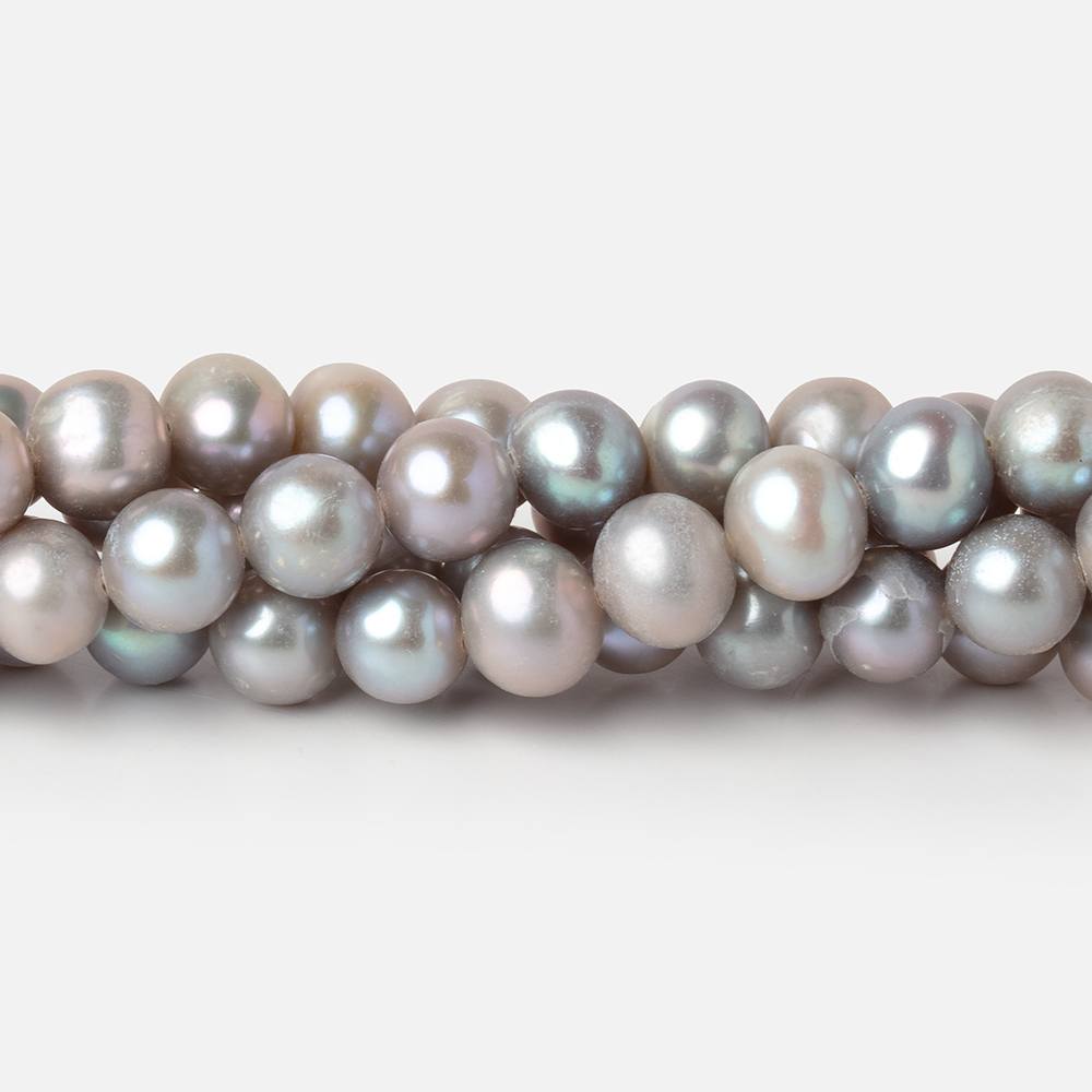 6.5x5.5mm Silver Off Round Freshwater Pearl Beads 16 inch 72 pieces (ONLINE ORDER ONLY)