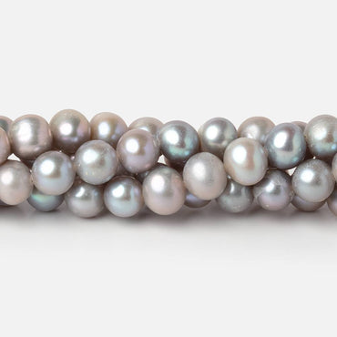 6.5x5.5mm Silver Off Round Freshwater Pearl Beads 16 inch 72 pieces (ONLINE ORDER ONLY)