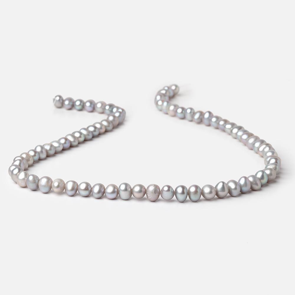 6.5x5.5mm Silver Off Round Freshwater Pearls 16 inch 72 Beads (ONLINE ORDER ONLY)