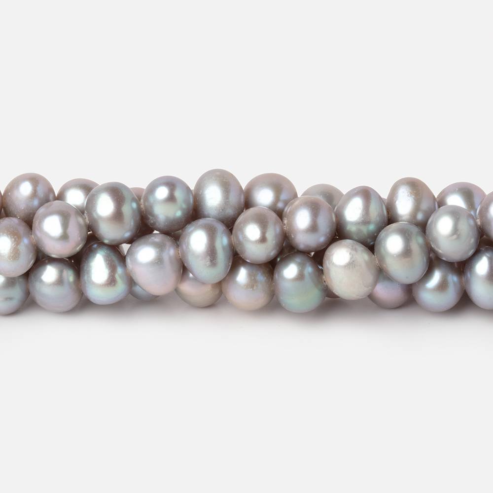 6.5x5.5mm Silver Off Round Freshwater Pearls 16 inch 72 Beads (ONLINE ORDER ONLY)