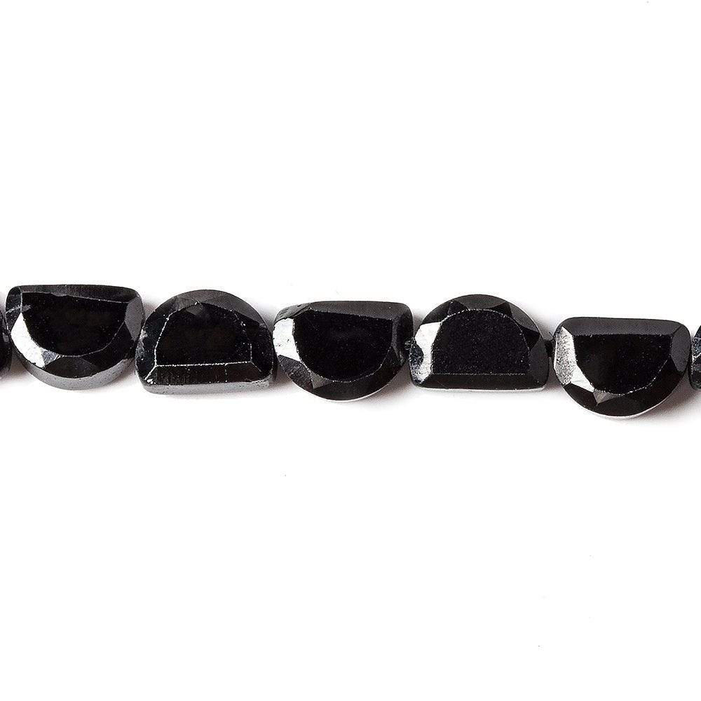 6.5x5mm Black Spinel bezel faceted half moon beads 13 inch 49 pieces (ONLINE ORDER ONLY)