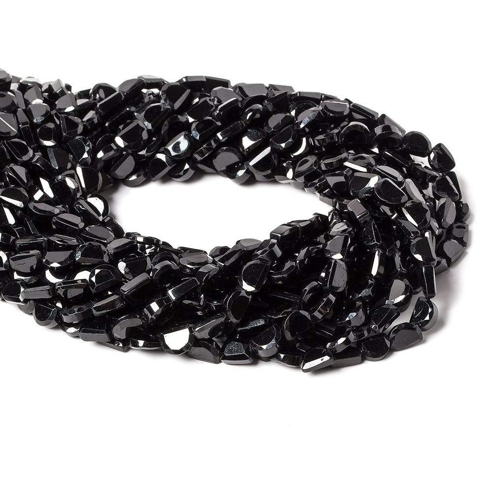 6.5x5mm Black Spinel bezel faceted half moon beads 13 inch 49 pieces (ONLINE ORDER ONLY)