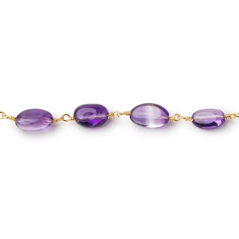 6.5x6.5-10x6.5mm Amethyst Plain Nuggets on Gold Plated Chain (ONLINE ORDER ONLY)