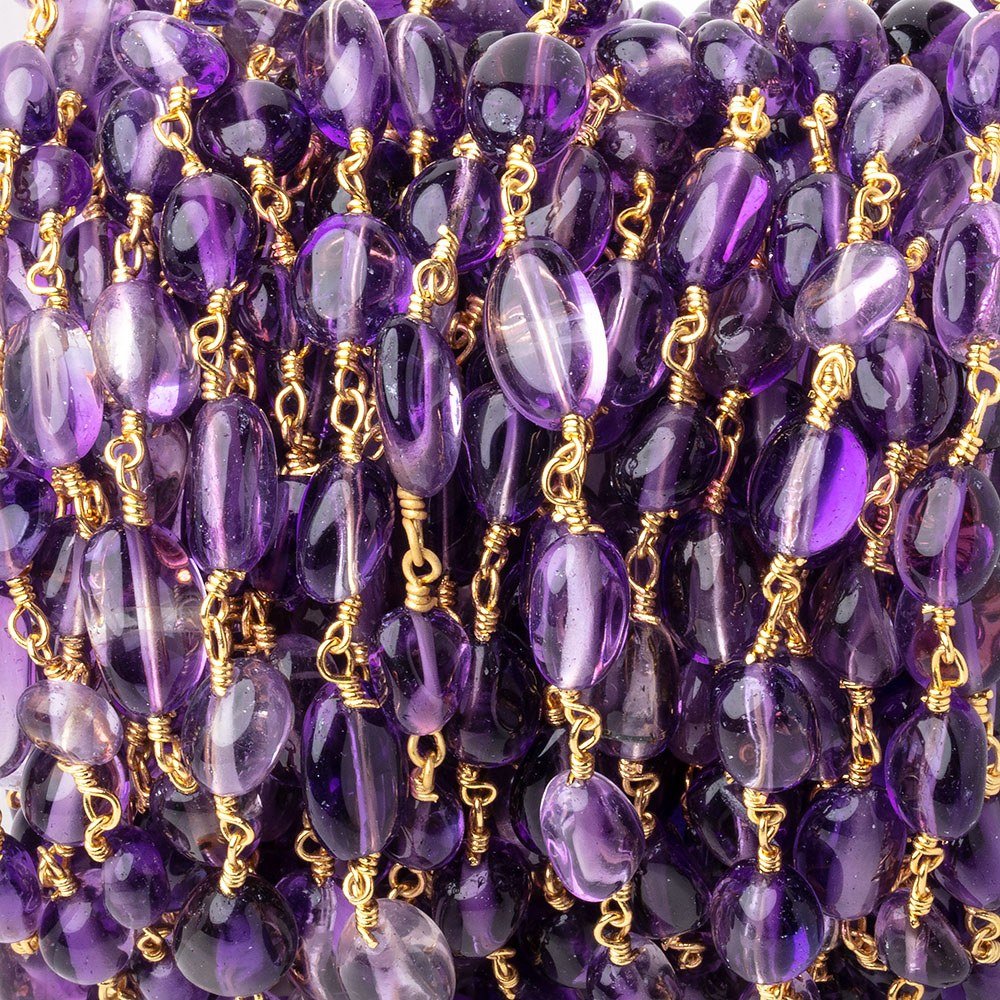 6.5x6.5-10x6.5mm Amethyst Plain Nuggets on Gold Plated Chain (ONLINE ORDER ONLY)