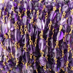 6.5x6.5-10x6.5mm Amethyst Plain Nuggets on Gold Plated Chain (ONLINE ORDER ONLY)