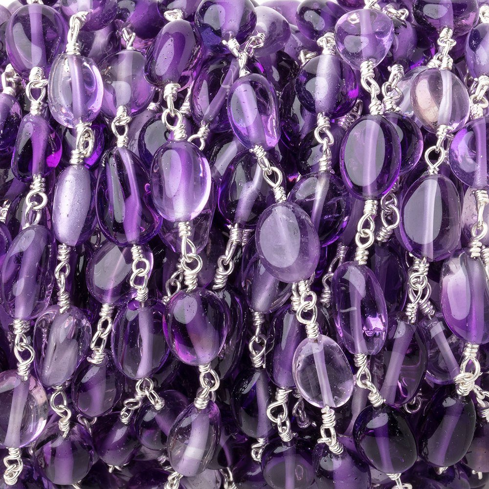6.5x6.5-10x6.5mm Amethyst Plain Nuggets on Silver Plated Chain (ONLINE ORDER ONLY)